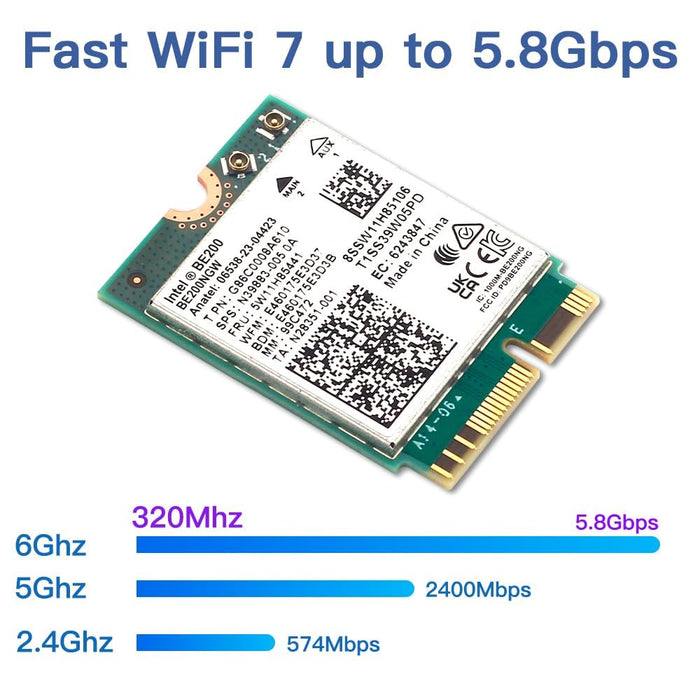 New Wi-Fi 7 Bluetooth 5.4 Intel BE200 Wifi Card BE200NGW 2.4/5/ 6 GHz 5.8 Gbps For Windows 11 PC Laptop